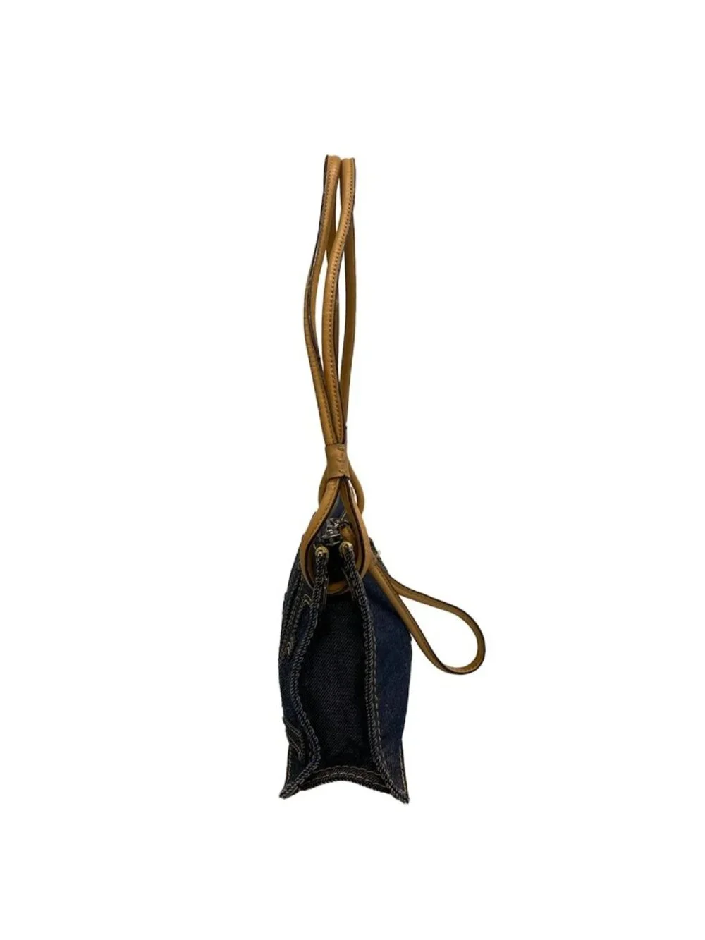 Loewe Shoulder Bag Dark Navy Beige Stitch Leather